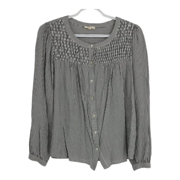 Jane and Delancey button down rayon striped long sleeve round neck top size S - Picture 11 of 11